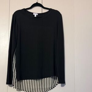 Black Sheer Striped Back Women's Top